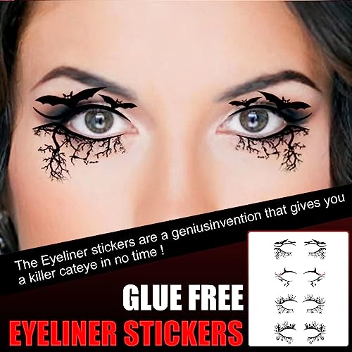 Halloween Temporary Eye Tattoo Stickers Eyeliner Decals 4 Pairs