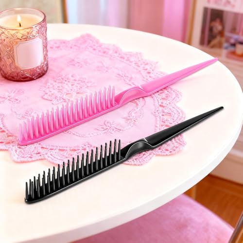 Exircy 4-Piece Rat Tail Hair Styling Comb Set with 3-Row Brushes