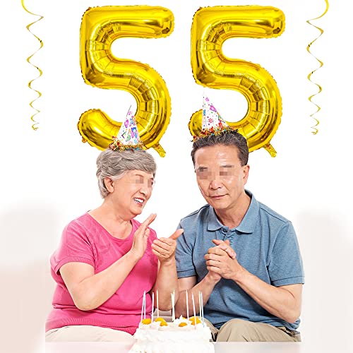 40-Inch Gold 55 Number Balloon Set for Birthday & Graduation