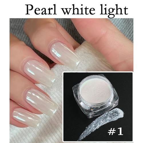 GZMAYUEN Pearl White Nail Powder - Glazed Donut Chrome Pigment 2 Boxes