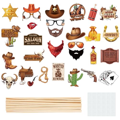 30-Piece Western Cowboy Party Decorations Set - Rustic Theme Essentials