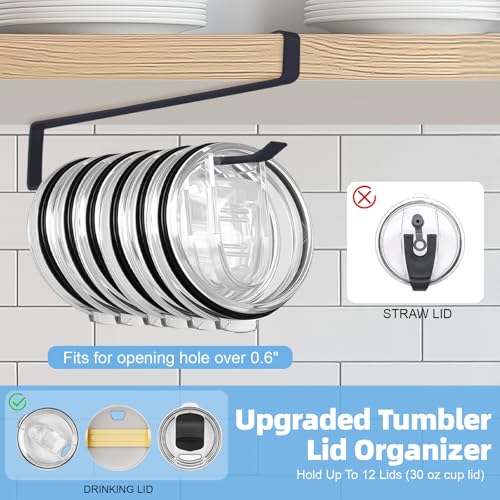 Mecyfaty Tumbler Lid Organizer (2 Pack) - Black Under-Cabinet Storage Rack