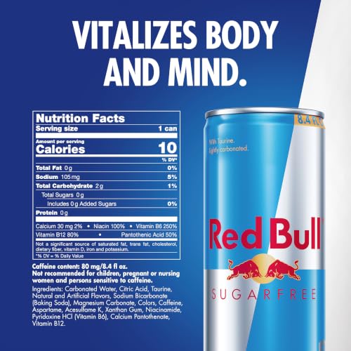 Red Bull Sugar Free Energy Drink, 8.4 Fl Oz Cans, 4-Pack