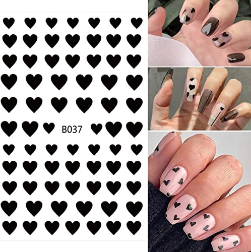 3D Heart Nail Art Stickers 8 Sheets Self-Adhesive Love Decals