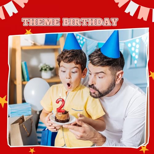 Number 2 Monster Birthday Candle - Red Cartoon Cake Topper Decoration