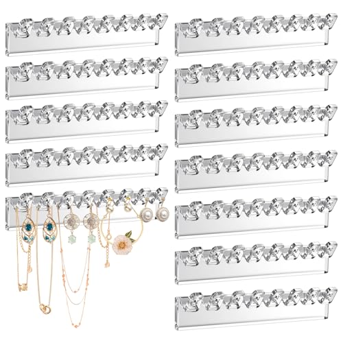 Transparent 12Pcs Wall-Mounted Jewelry Organizer - Acrylic Necklace Holder