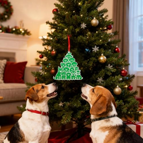 Dog Coffee Christmas Ornament - Dog Silhouette Holiday Tree Decoration - Variation of Dog-coffee