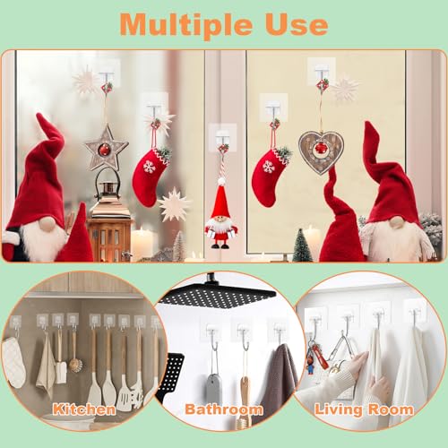 10 Pack Heavy-Duty Clear Wreath Hangers for Front Door