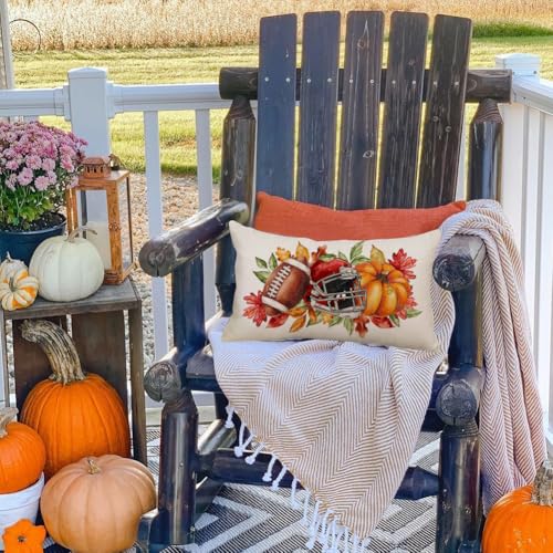 RABUSOFA 12x20 Pumpkin Football Cap Pillow Cover - Autumn Decor