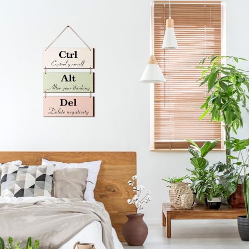 3-Piece Boho Leaves Rustic Wood Wall Decor - Inspirational Office Sign