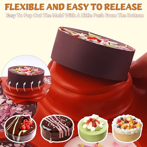 Wilewir 3-Piece Silicone Chocolate Cookie Molds Set - Non-Stick Round Baking Molds for Mini Cakes, Candies & Jellies