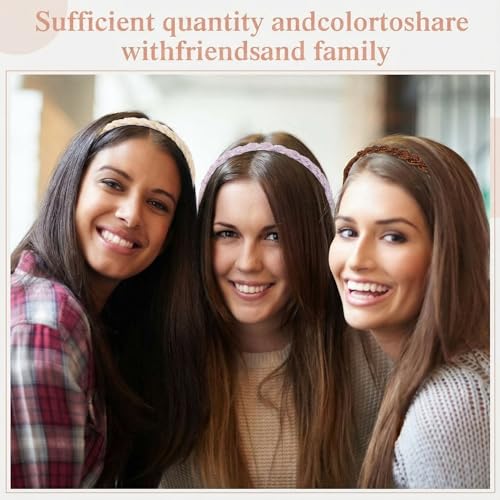Wettal 6 Pack Beaded Crystal Headbands Non Slip Hair Hoops Brown