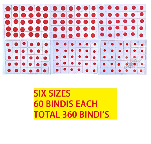 IS4A Red Bindi 360 Count Multi-Size Indian Forehead Body Jewelry Sticker