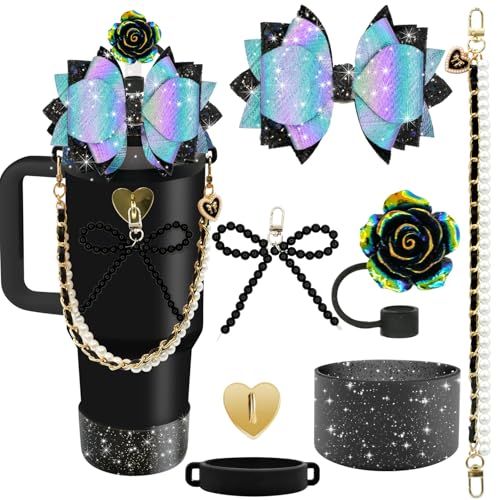 Bling Accessories Set for 20/30/40 oz Stanley Cup - Glitter Bow, Strap & Boot