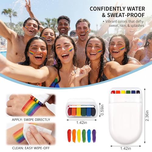 LANGFON Pride Rainbow Face Paint Crayons for Body and Festival Makeup