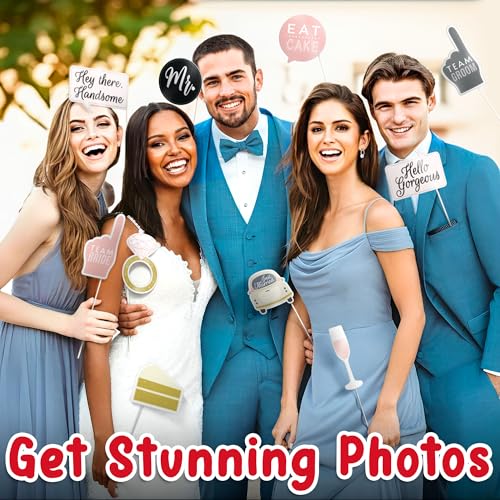 Black & Blush Wedding Photo Booth Props - 12 Fun Pieces