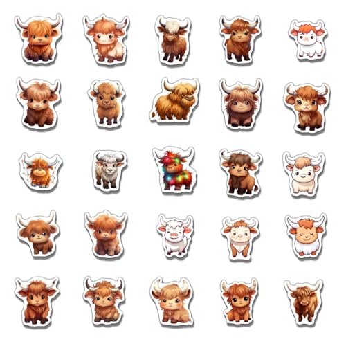 50 Pcs Cute Cow Vinyl Stickers for Water Bottles & Laptops