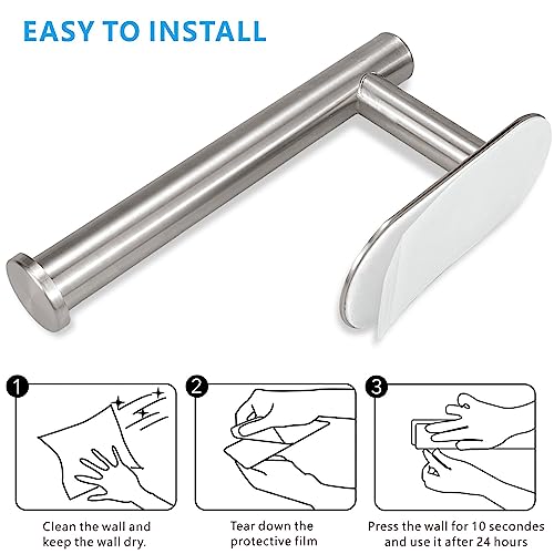 Self-Adhesive Toilet Paper Holder - Eolax Brushed Nickel, No Drilling