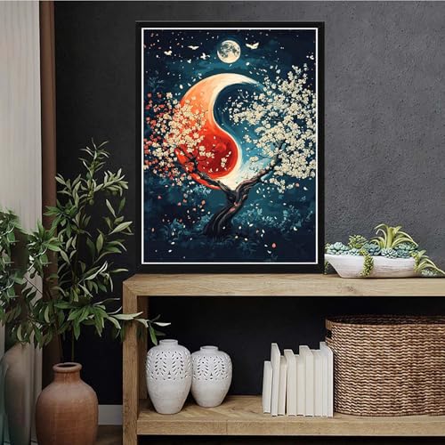 5D DIY Tree Diamond Art Kit - Yin Yang Blossom Canvas 12x16"