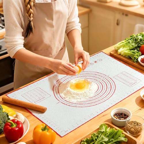 JJOO Extra Large Silicone Baking Mat - Nonstick Pastry Rolling Mat 27x19"
