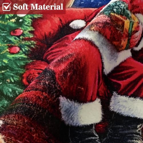 Christmas Entryway Rug 2x3 Half Circle Santa Claus Door Mat - Red, Washable, Non Slip