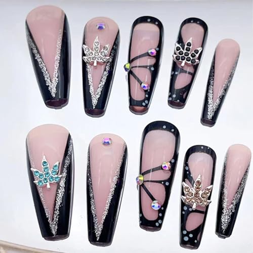 Fall Maple Leaf 3D Nail Charms Crystal Rhinestones 20 Pcs