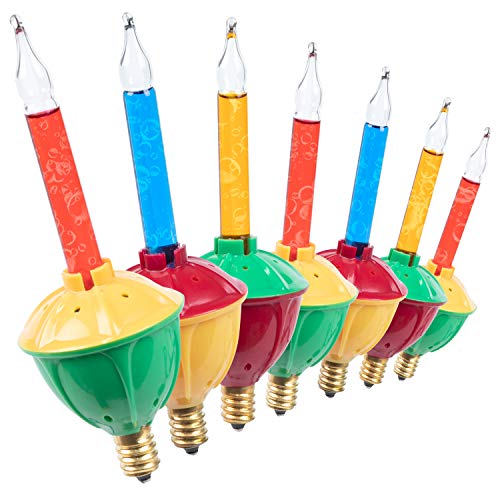 Multicolor Bubble Light Replacement Bulbs 7 Pack - Red, Orange, Blue E12 Base