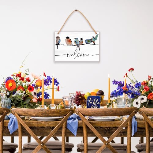 Spring-Themed 8x12 Wooden Welcome Sign with Jute Rope - Farmhouse Door Decor