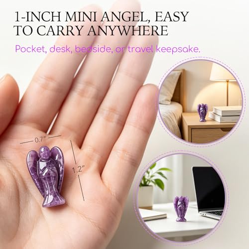 Amethyst Crystal Guardian Angel Pocket Hug - Purple Anxiety Relief Gift