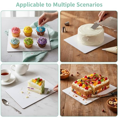 8 Pack Rectangle Cake Boards 13.75 x 9.75 in White Greaseproof Cardboard - Cake Support & Display