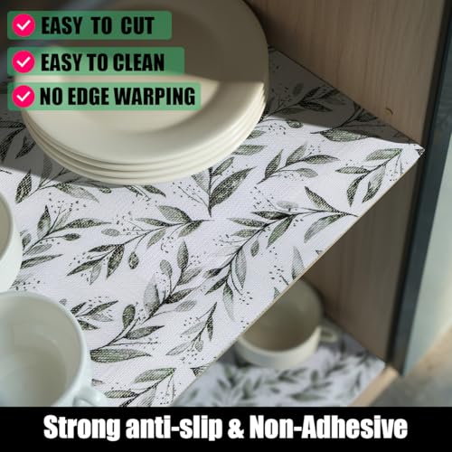 Amiitay Non-Slip Shelf Liner - 11.8" x 118.1" Leaf Pattern, Waterproof