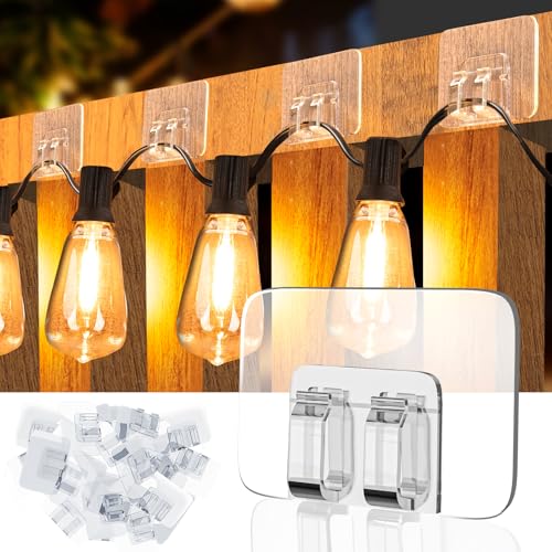 Outdoor String Light Hooks Heavy Duty Clear Cable Clips - X Large 100P