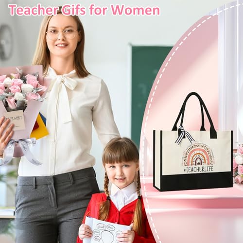 Tecanne Teacher Tote Bag with Matching Makeup Bag - Appreciation Gift Set
