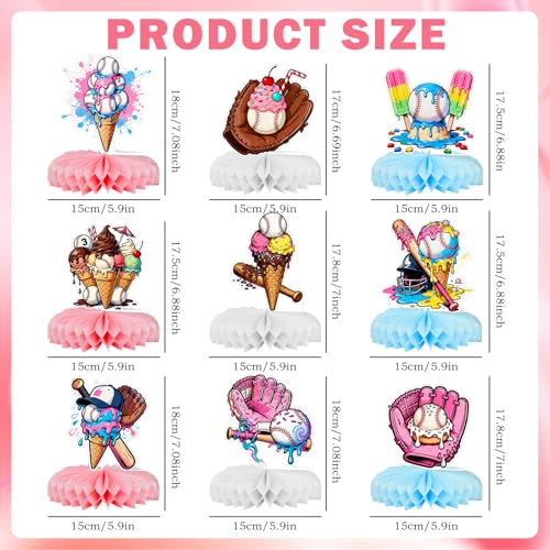 9-Piece Baseball Ice Cream Party Decorations Set for Kids