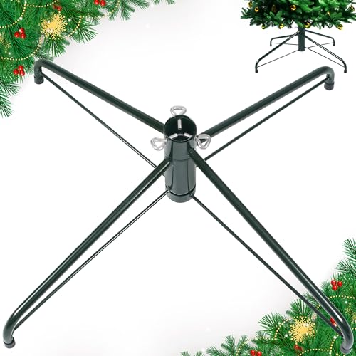24-Inch Christmas Tree Stand - Foldable Metal Base for 3-7.5 FT Artificial Trees, Green, Dark Green Variation