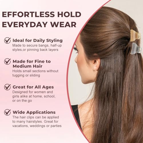 SYBL Small Acrylic Hair Claw Clips 4-Piece Non-Slip Mini Hair Barrettes