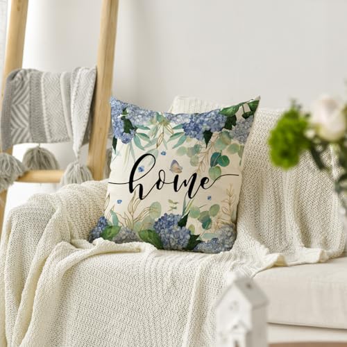 AVOIN Colorlife Hydrangea Floral Throw Pillow Cover, 18x18