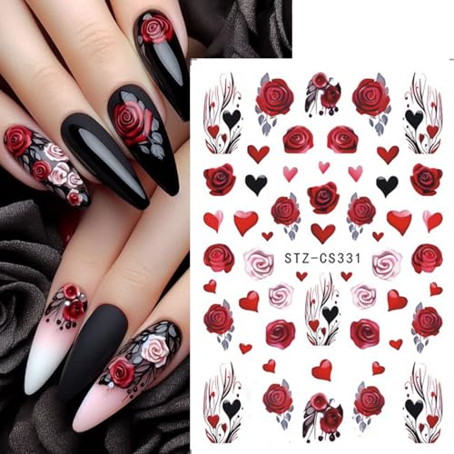 Valentine's Day 3D Self-Adhesive Nail Art Stickers, 8 Sheets