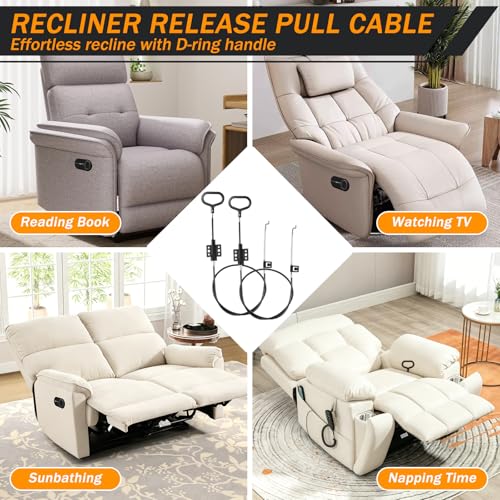 Recliner Cable Replacement - 2 Pack D-Ring Pull Handle for Sofa
