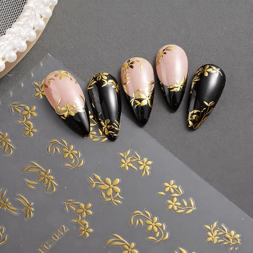 3D Floral Nail Art Stickers - 6 Sheets Self-Adhesive Daisy & Flower Decals
