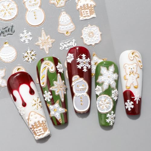 TailaiMei Christmas Nail Decals Stickers - 3 Sheets Self-Adhesive Holiday Nail Art