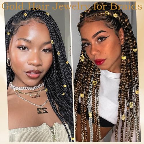 48 Pcs Metal Hair Jewelry for Braids Adjustable Dreadlock Cuffs