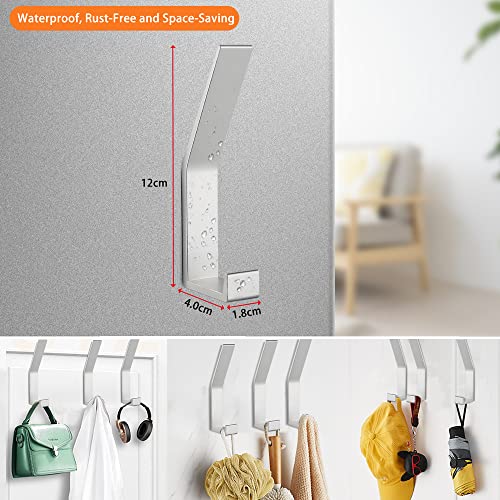 KYOEON Wall Mounted Dual Coat Hooks, Silver Aluminum Alloy, 4-Pack Set