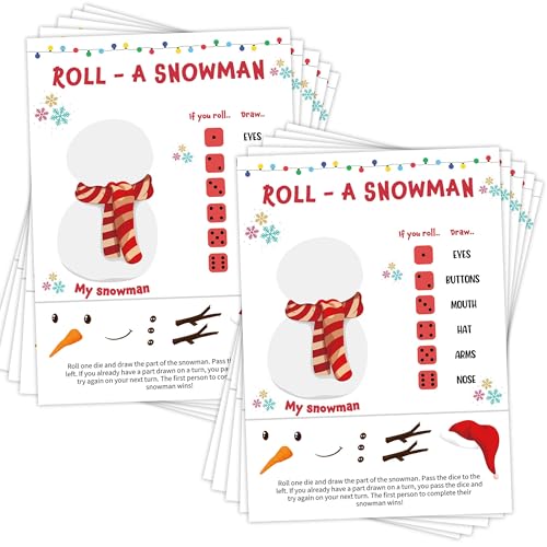 Christmas Roll A Snowman Dice Game for Family & Kids