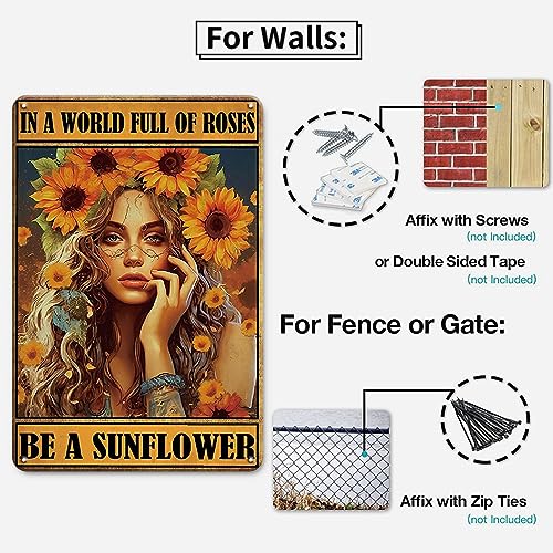 In a World of Roses Be A Sunflower Metal Sign Vintage Poster