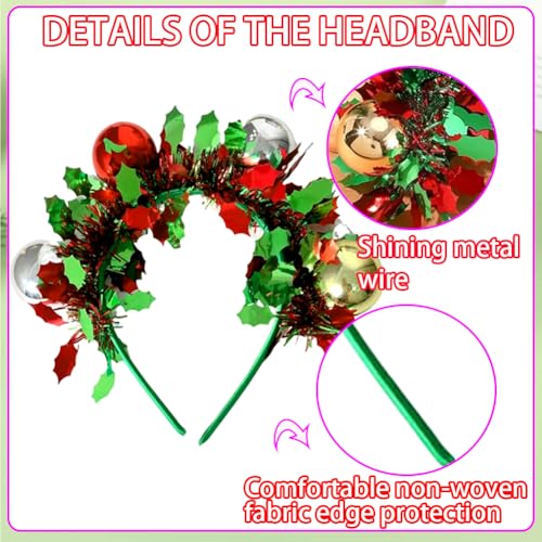 Christmas Glitter Pom-Pom Headband Festive Party Hair Accessory