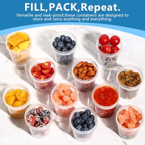 XSEINO 24 Pack 4 Oz Transparent Freezer Storage Containers with Lids - BPA Free, Leakproof, Microwave Safe