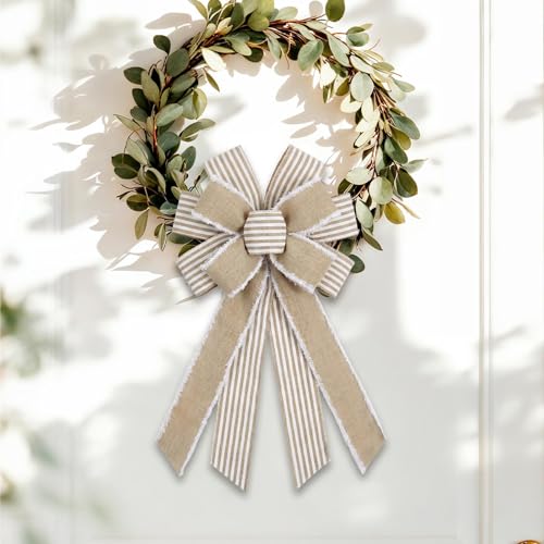 Vickasi E Christmas Natural Burlap Wreath Bow Farmhouse Craft Decoration
