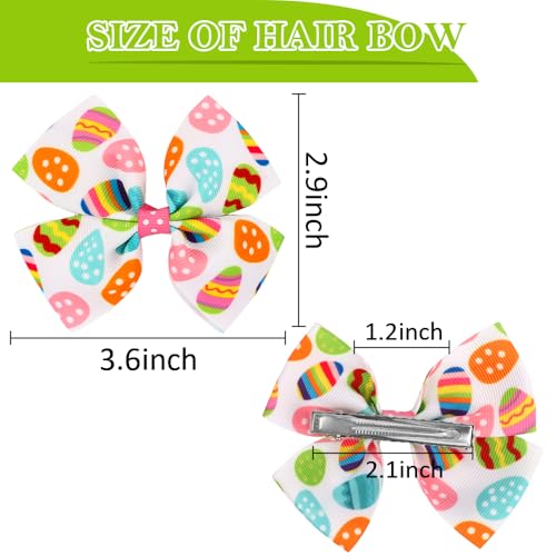 Ahoney Easter Egg Hair Bow Clips 3.5" Grosgrain Ribbon Bows for Girls