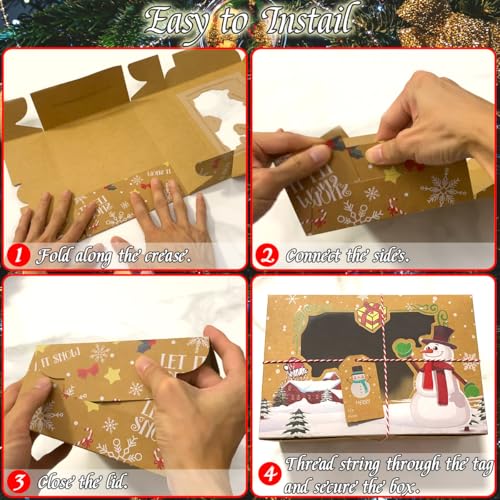Christmas Cookie Gift Boxes with Window & Greeting Cards - 12 Pack